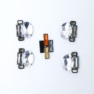 Set of 5 crystal curtain clips gunmetal retro 70s decorative home accents new